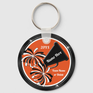 Personalized Black and Orange Cheerleading Gifts Key Ring