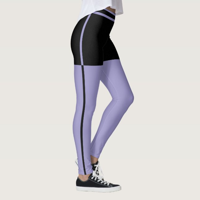 Personalized Black And Pale Purple Stripes Gift Leggings (Right)