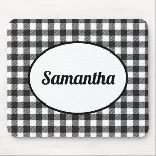 Personalized Black and White Buffalo Plaid Mouse Mat