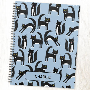 Personalized Black and White Cute Tuxedo Cat Planner