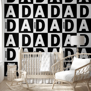 Personalized Black and White Dad Name Pattern Wallpaper