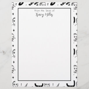 Personalized Black and White Fifties Style Retro Custom Letterhead