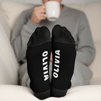 Personalized Black and White Name Socks