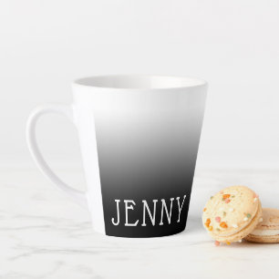 Personalized Black and White Ombre Latte Mug