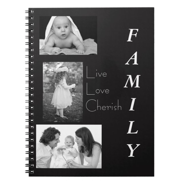 Personalized Black and White Photo Family Notebook (Front)