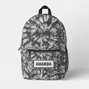 Personalized Black and White Tie Dye Batik Printed Backpack
