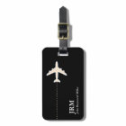 personalized black and white travel airplane
