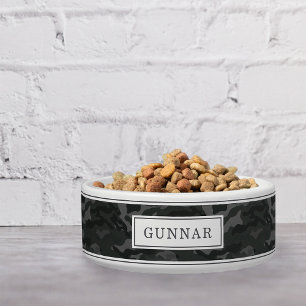 Personalized Black Camo Pattern Pet Bowl