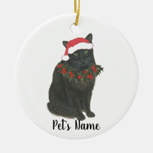 Personalized Black Cat Ceramic Tree Decoration
