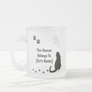 Personalized Black Cat Frosted Glass Mug