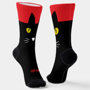 Personalized Black Cat Socks - Cats Custom Gift