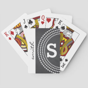 Personalized Black Chalkboard Circular Arrows Playing Cards