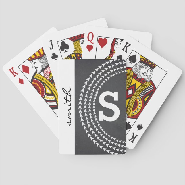 Personalized Black Chalkboard Circular Arrows Playing Cards (Back)
