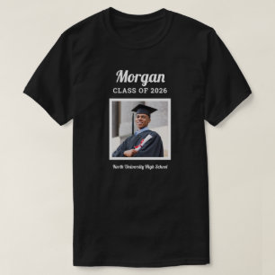Personalized Black Class of 2022 Graduation Photo T-Shirt