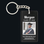 Personalized Black Class of 2026 Graduation Photo Key Ring<br><div class="desc">Modern personalized graduation keychain design features a square photo of the graduate framed in white with simple and classic custom first name,  class year,  and school name wording that can be personalized. Black background can be modified to coordinate with school or photo colors.</div>