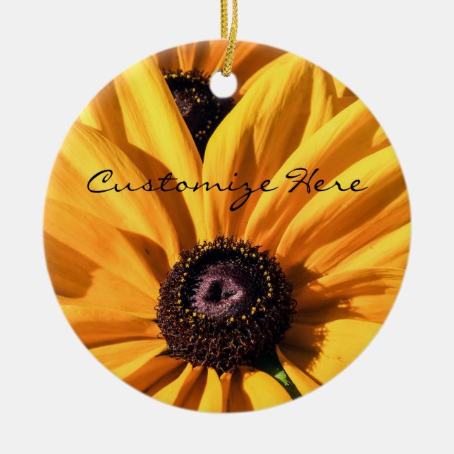 Personalized Black Eyed Susan Christmas Ornament (Front)