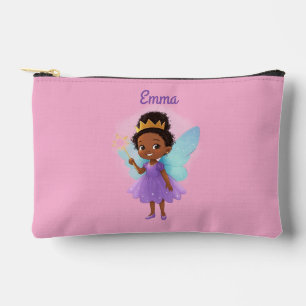 Personalized Black Fairy Girl Zipper Pouch – Pink 