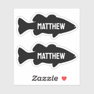 Personalized Black Fishing Bass Fish Name Sticker