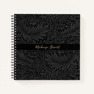 Personalized Black Floral Pattern Notebook