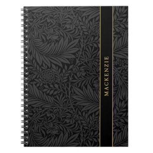 Personalized Black Floral Pattern Notebook