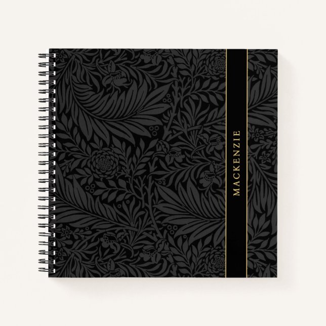 Personalized Black Floral Pattern Notebook (Front)