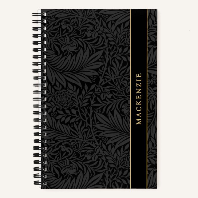 Personalized Black Floral Pattern Notebook (Front)