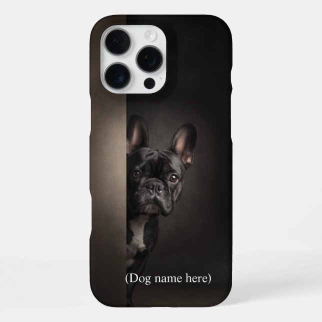 Personalized Black Frenchie Portrait iPhone Case (Back)
