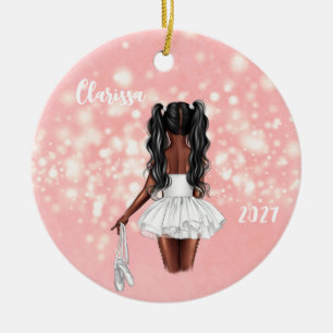 Personalized Black Girl Ballerina Ornament