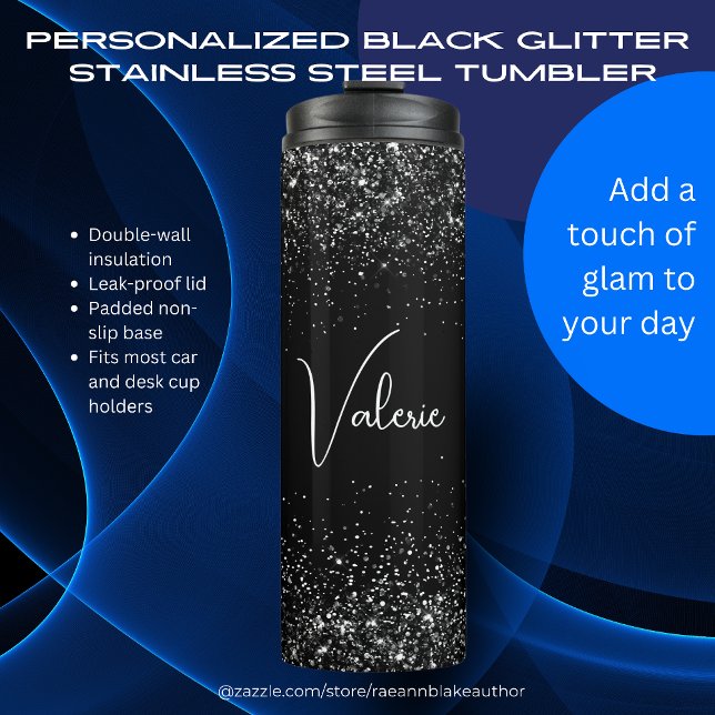 Personalized Black Glitter Stainless Steel  Thermal Tumbler (Creator Uploaded)