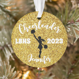 Personalized Black & Gold Cheerleading Ornament 