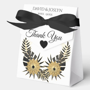 Personalized Black & Gold Floral Anniversary Party Favour Box