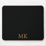 Personalized Black Gold Monogram Initials Mouse Mat<br><div class="desc">Sweet Personalized Black Gold Monogram Initials Mouse Pad. Beautiful design featuring rich antique honey gold colored double initial monogram text on black. Personalize with your own text. Cute accessory, great for use at your school, home, or office. We invite you to visit our store, Simon & Grace for matching products...</div>