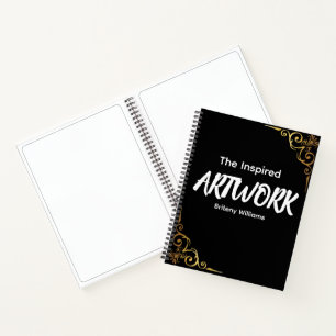 Personalized Black golden Artist Sketchbook Notebook