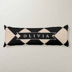 Personalized Black Harlequin Checkered Diamond Body Cushion