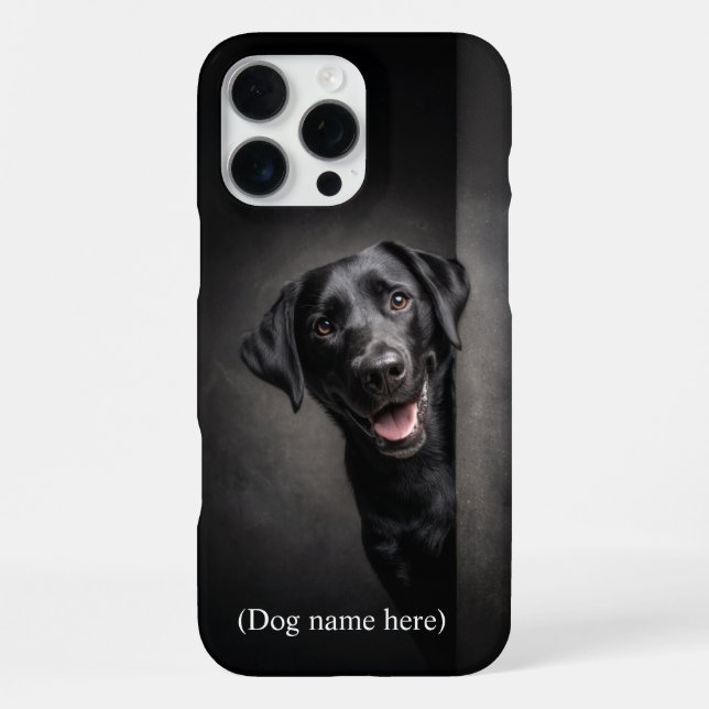 Personalized Black Lab Portrait iPhone Case (Back)