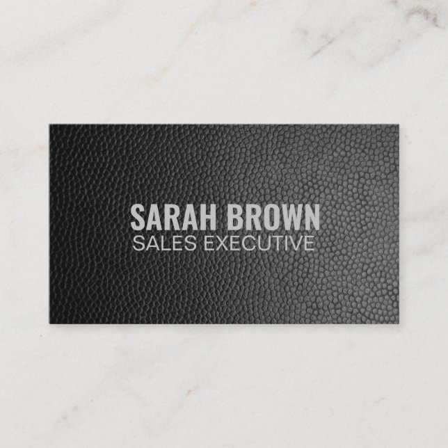 Personalized "Black Leather" (American) Business Card (Front)