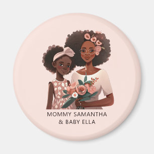 Personalized Black Mom and Daughter (12) Magnet