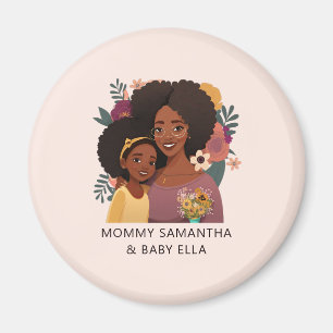 Personalized Black Mom and Daughter (14) Magnet