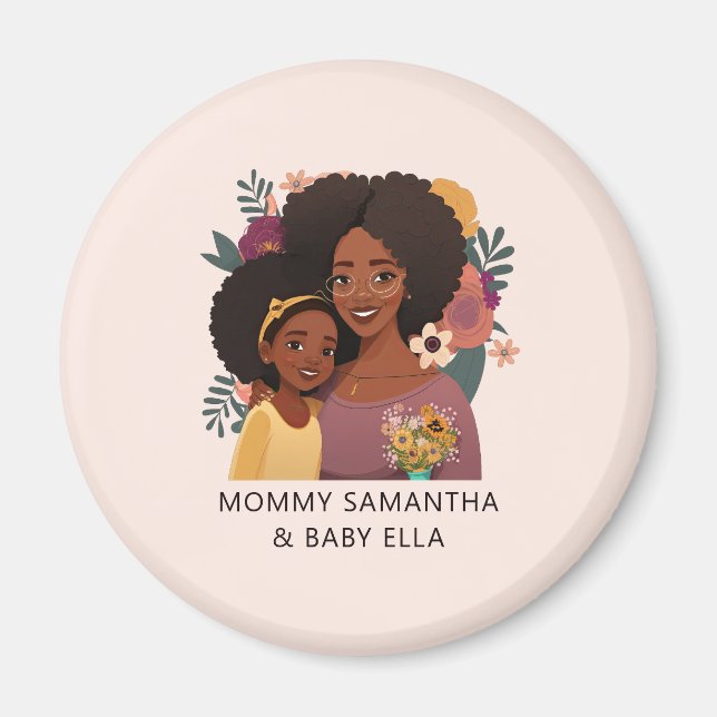 Personalized Black Mom and Daughter (14) Magnet (Front)