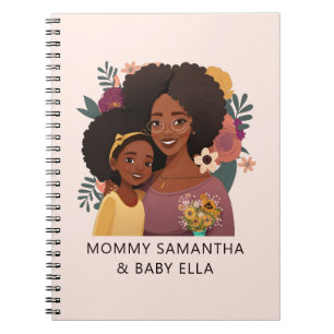 Personalized Black Mom and Daughter (14) Notebook