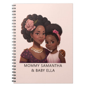 Personalized Black Mom and Daughter (15) Notebook
