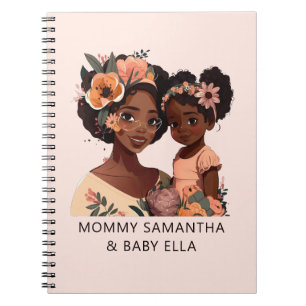 Personalized Black Mom and Daughter (16) Notebook