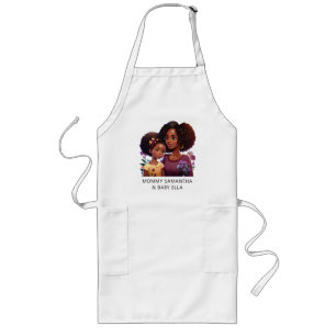 Personalized Black Mom and Daughter (17) Long Apron