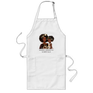 Personalized Black Mom and Daughter (18) Long Apron