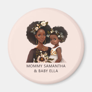 Personalized Black Mom and Daughter (18) Magnet