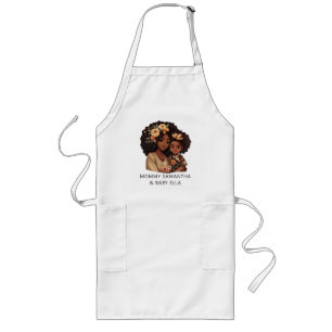 Personalized Black Mom and Daughter (19) Long Apron