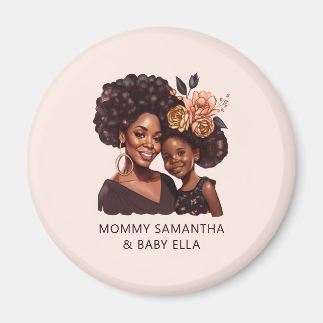 Personalized Black Mom and Daughter (20) Magnet (Front)