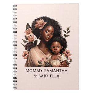 Personalized Black Mom and Daughter (21) Notebook