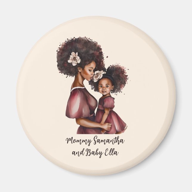 Personalized Black Mom and Daughter (2) Magnet (Front)