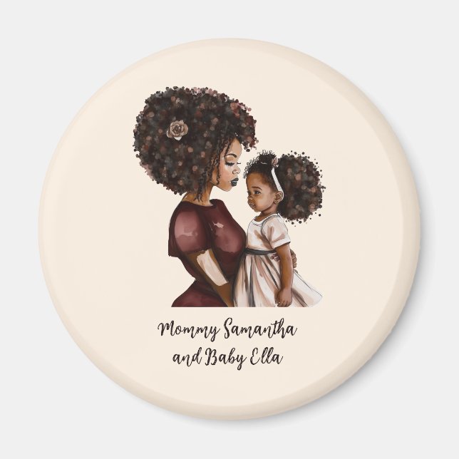 Personalized Black Mom and Daughter (3) Magnet (Front)